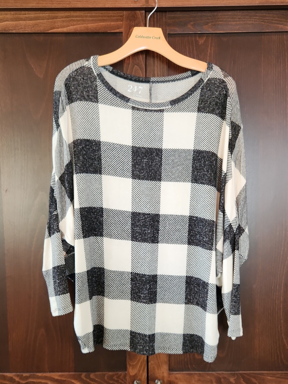 247 Black & White Buffalo Check Crewneck Sweater